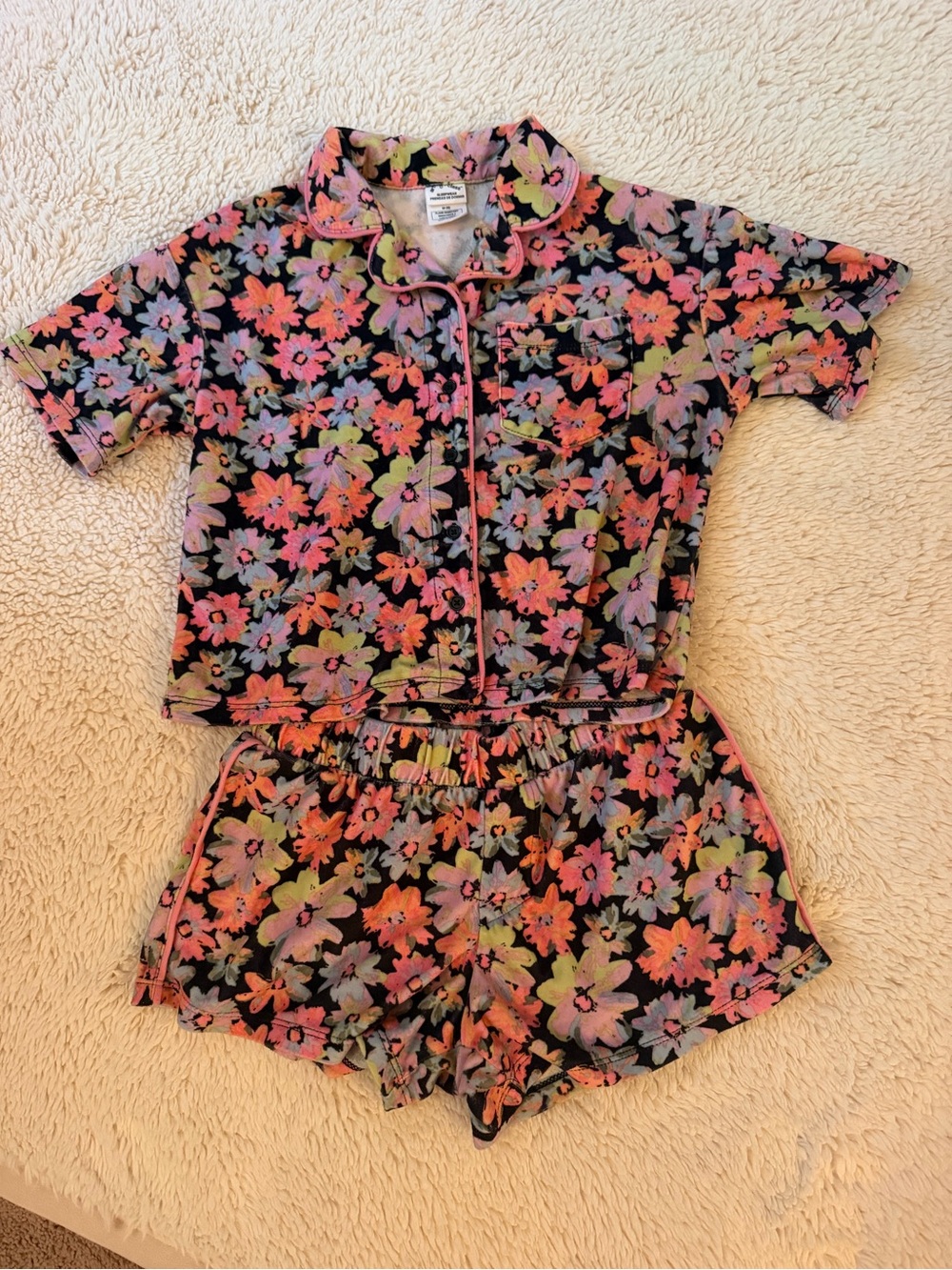art class Black Floral Knit Shorts with Multicolor Flowers